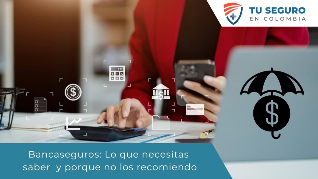 Ilustración de un banco y una póliza de seguros, representando la integración de servicios bancarios y de seguros en el concepto de bancaseguros.